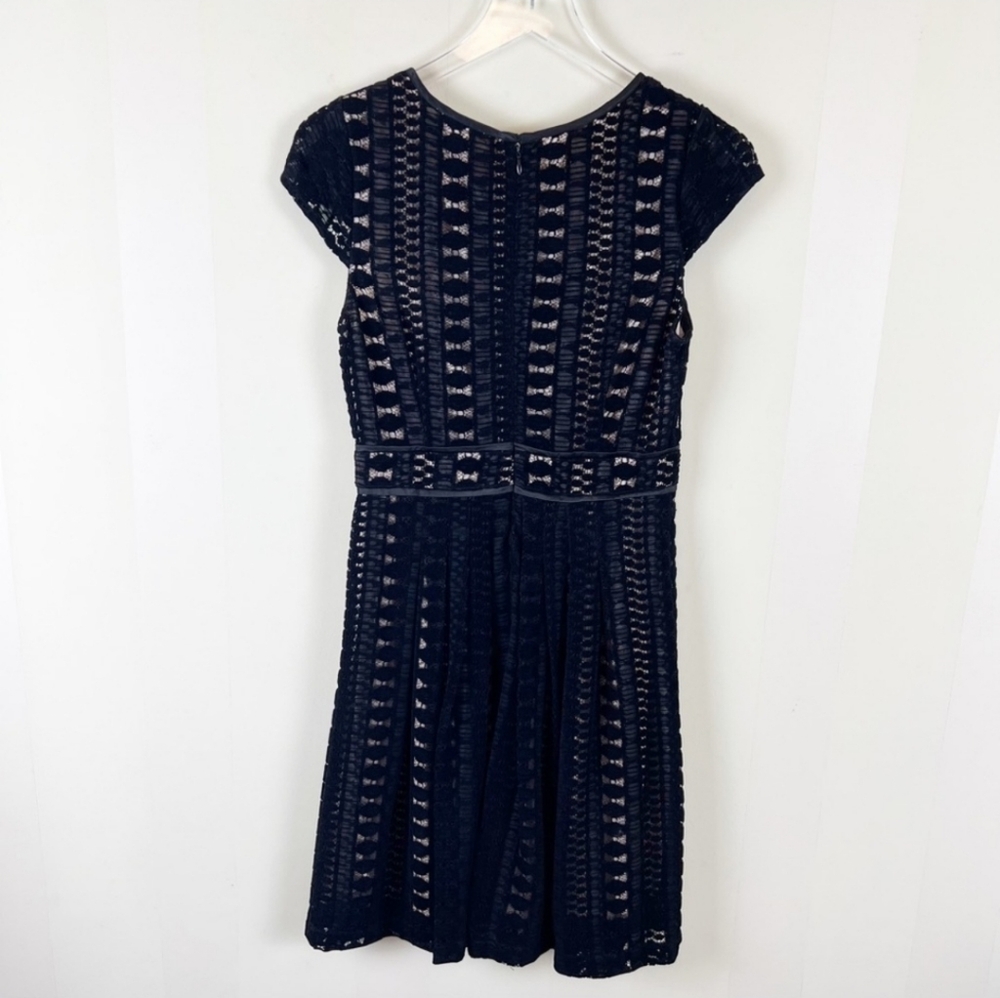 Esley Crochet Black Overlay Cap Sleeve Dress